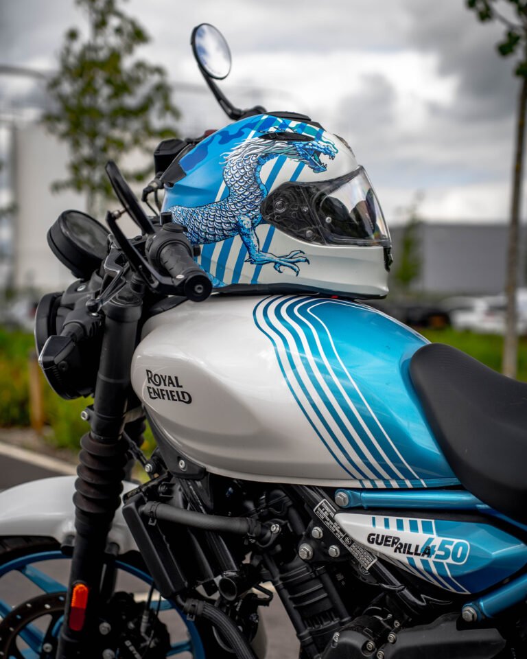 Custom painted motorcycle helmet